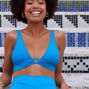 Aerie Swim Blue Scoop Neck Top, M